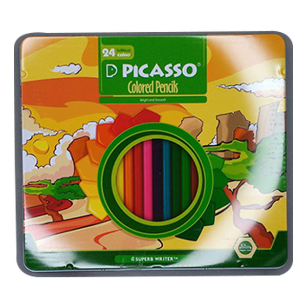 مداد رنگی 24 رنگ تخت فلزی پیکاسو